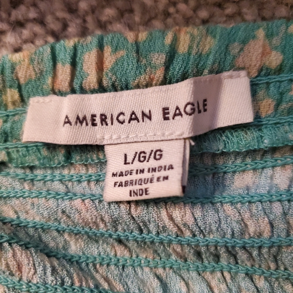 NWOT American Eagle green floral, ruffle tiered mini skirt sz. L - Picture 2 of 9